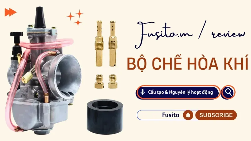 Hinh anh cau tao chinh cua bo che hoa khi xe may voi cac bo phan nhu buong phao kim phun buom ga