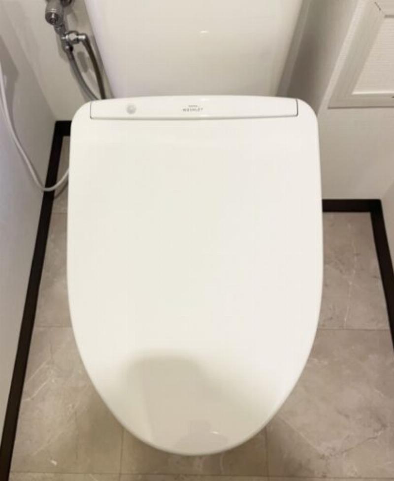 Hình ảnh cận cảnh một nắp bồn cầu điện tử Washlet của TOTO, tập trung vào các nút điều khiển hoặc vòi rửa, thể hiện sự hiện đại và tiện nghi