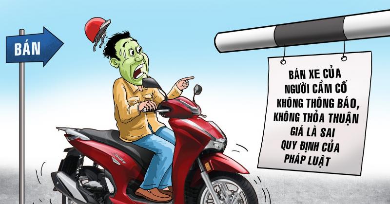 Minh họa xe máy bị thanh lý khi người vay không chuộc đúng hạn hợp đồng