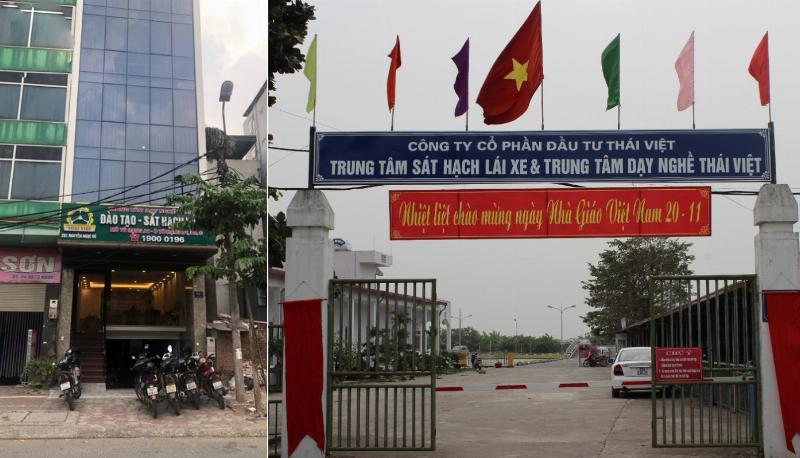 Toàn cảnh sân tập sa hình tại một trung tâm đào tạo lái xe ô tô hiện đại với nhiều xe đang tập luyện